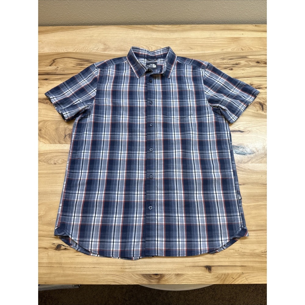 North Face Men's Size Large Short Sleeve Button Up Multicolor Plaid Shirt
